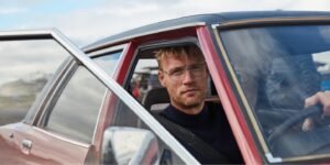 Freddie Flintoff in a car